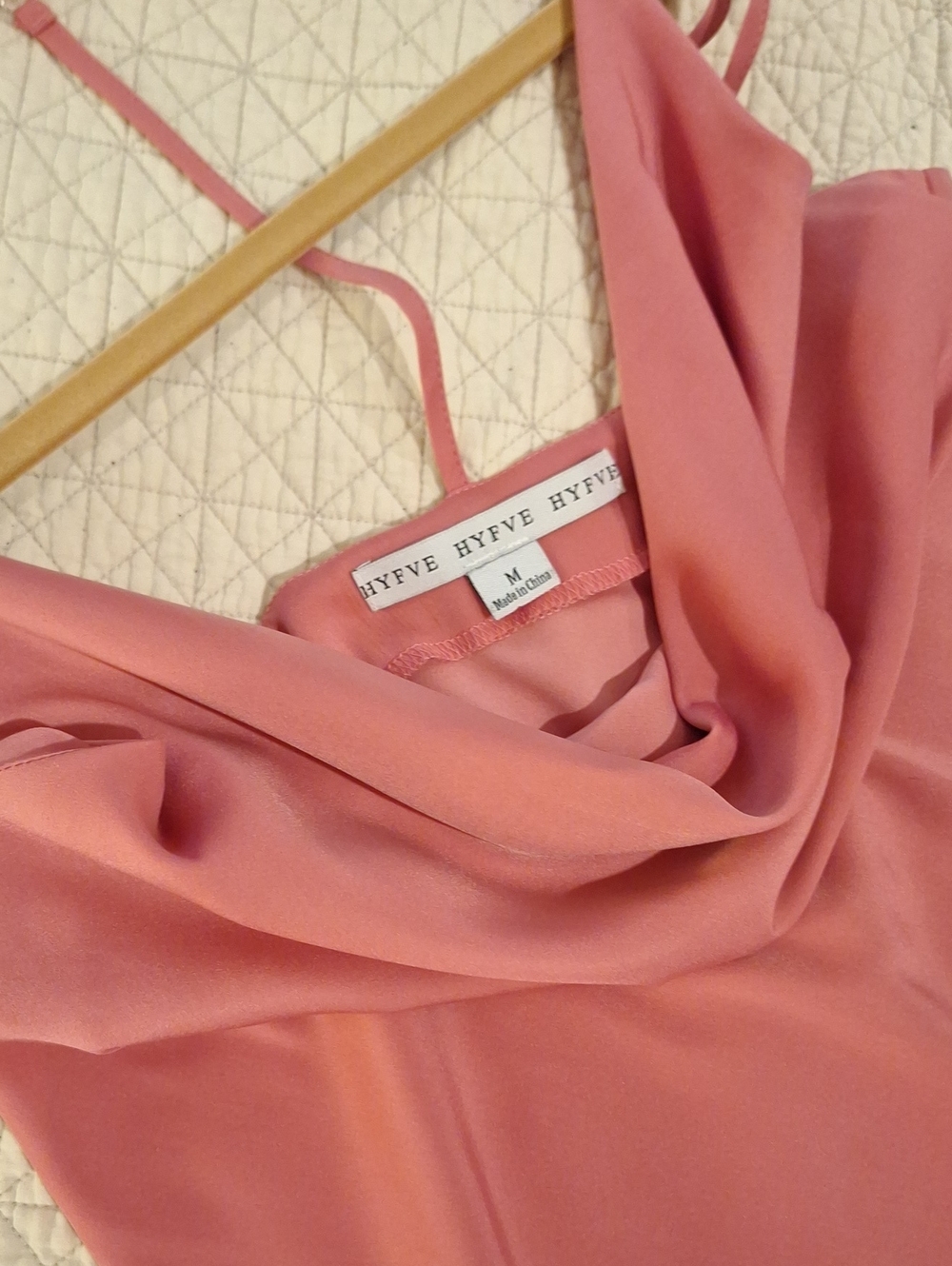 HYFVE Satin Cowl Neck Satin Slip top in Rose